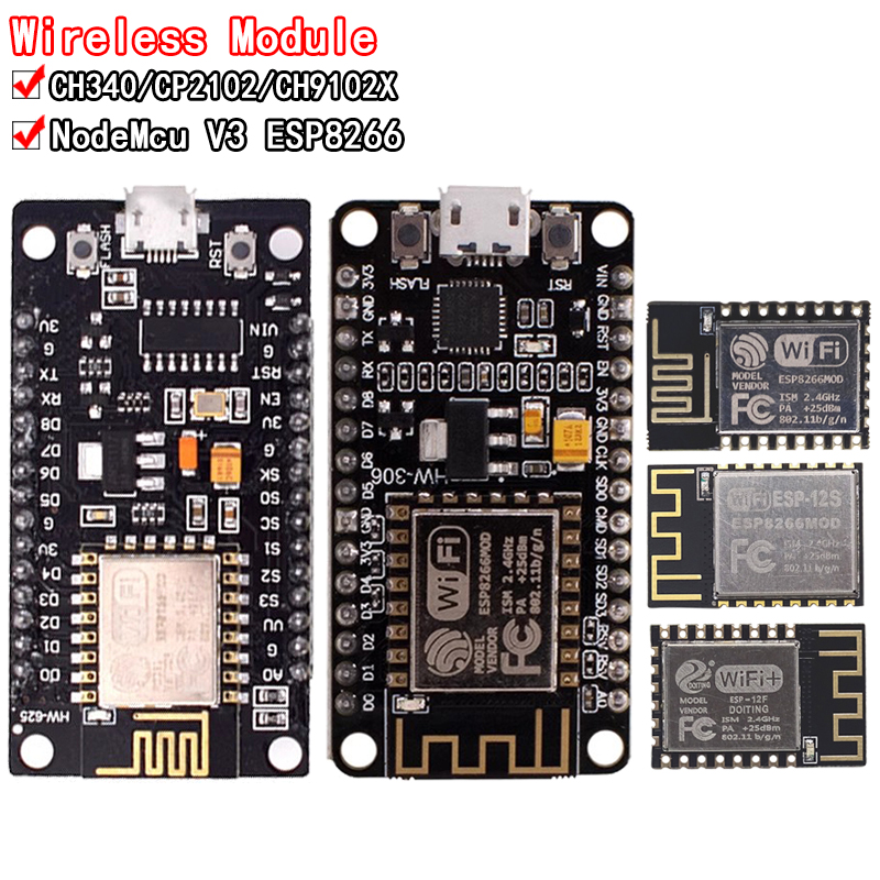 وحدة لاسلكية CH340/CP2102/CH91 - مراجعة Esp8266 Nodemcu Board وسعره